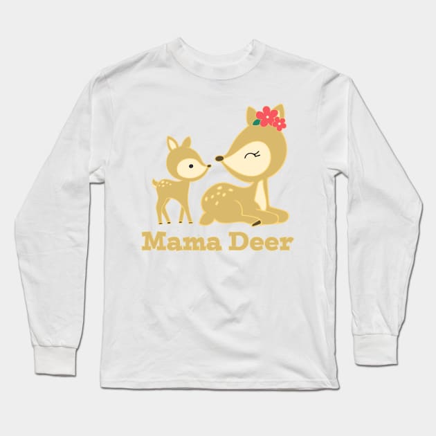 Mama Deer with Baby Deer Long Sleeve T-Shirt by tandre